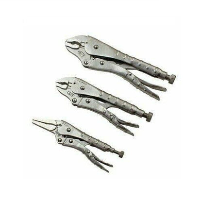 US PRO Tools 3pc Locking Pliers Set With Ribbed Handles 6", 7", 10" Mole Grips 2055