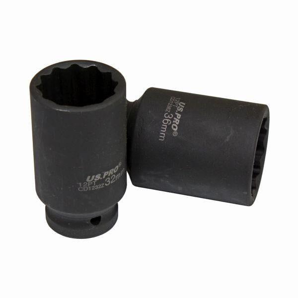 US PRO Tools 4pc 1/2" Dr 12pt Deep Impact Hub Nut Sockets 30 32 34 36mm 3686
