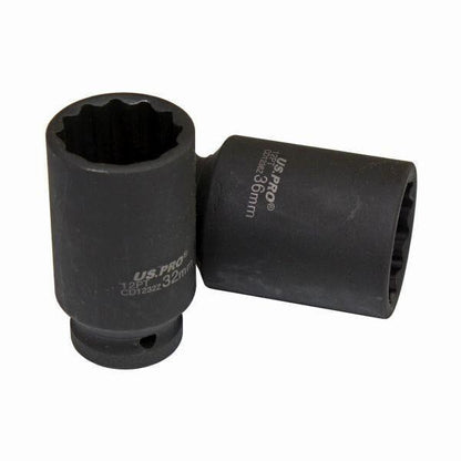 US PRO Tools 4pc 1/2" Dr 12pt Deep Impact Hub Nut Sockets 30 32 34 36mm 3686