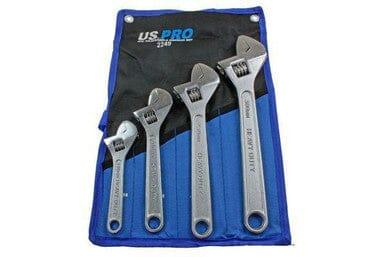US PRO Tools 4pc Adjustable Wrench / Shifting Spanner Set 6" 8" 10" 12"  Chrome Finish 2249