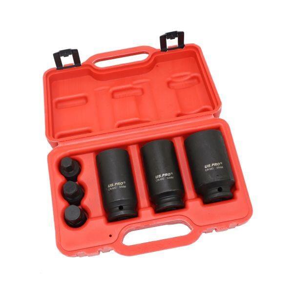 US PRO Tools 6PC 1/2" DR Impact Deep Hub Nut Socket & Hex Bit Set 3813