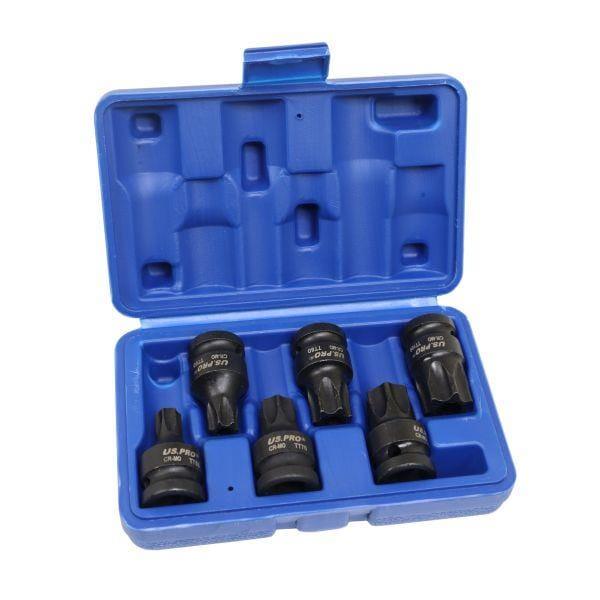 US PRO Tools 6PC 1/2" DR Impact Star Torx Bit Socket Set Tamper Proof T55 - T100 3988