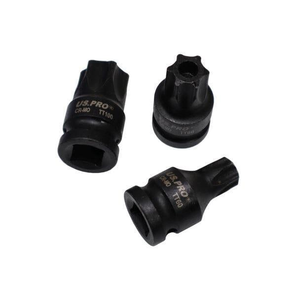 US PRO Tools 6PC 1/2" DR Impact Star Torx Bit Socket Set Tamper Proof T55 - T100 3988