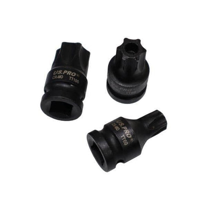 US PRO Tools 6PC 1/2" DR Impact Star Torx Bit Socket Set Tamper Proof T55 - T100 3988