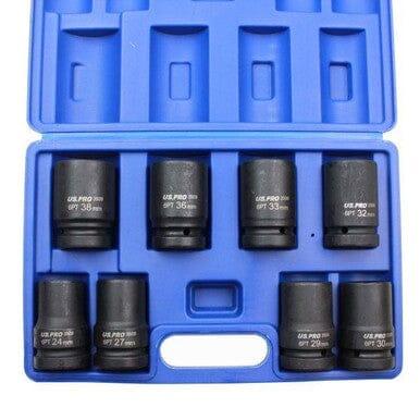US PRO Tools 8pc 1" drive 6pt Deep Impact Sockets Metric 24 - 38mm 3509