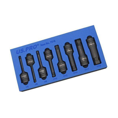 US PRO Tools 8pc 1/2" DR Impact Ball End Hex Allen Bit Sockets H5 - H19 7518