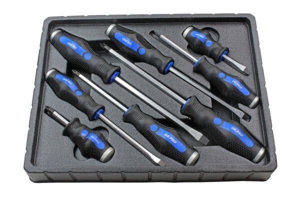 US PRO Tools 8pc Go-through Screwdrivers Set Pozidriv & Flat Head Screwdrivers 1619