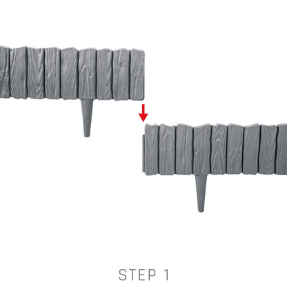 Lawn Edging, Plastic Palisade Wood Effect, 2.32m, Gray