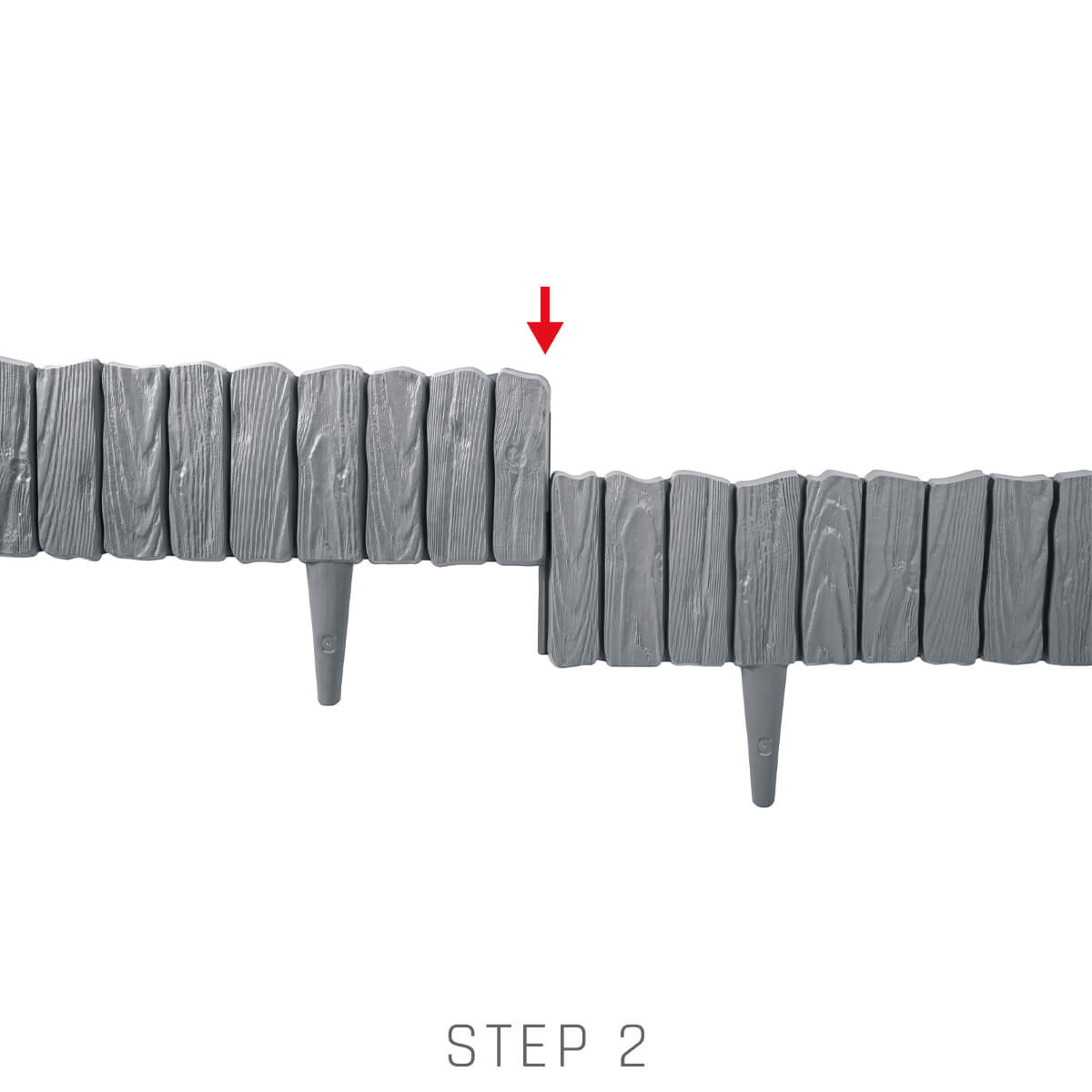 Lawn Edging, Plastic Palisade Wood Effect, 2.32m, Gray