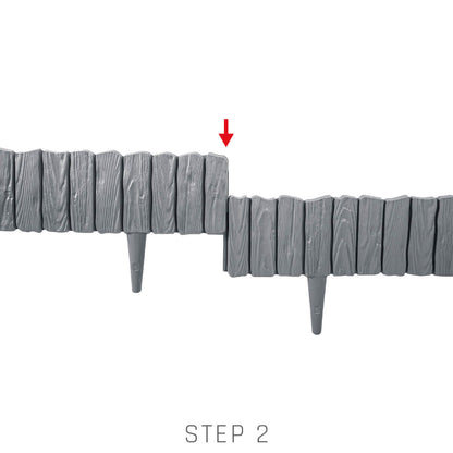 Lawn Edging, Plastic Palisade Wood Effect, 2.32m, Brown