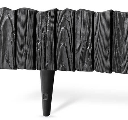 Lawn Edging, Plastic Palisade Wood Effect, 2.32m, Black