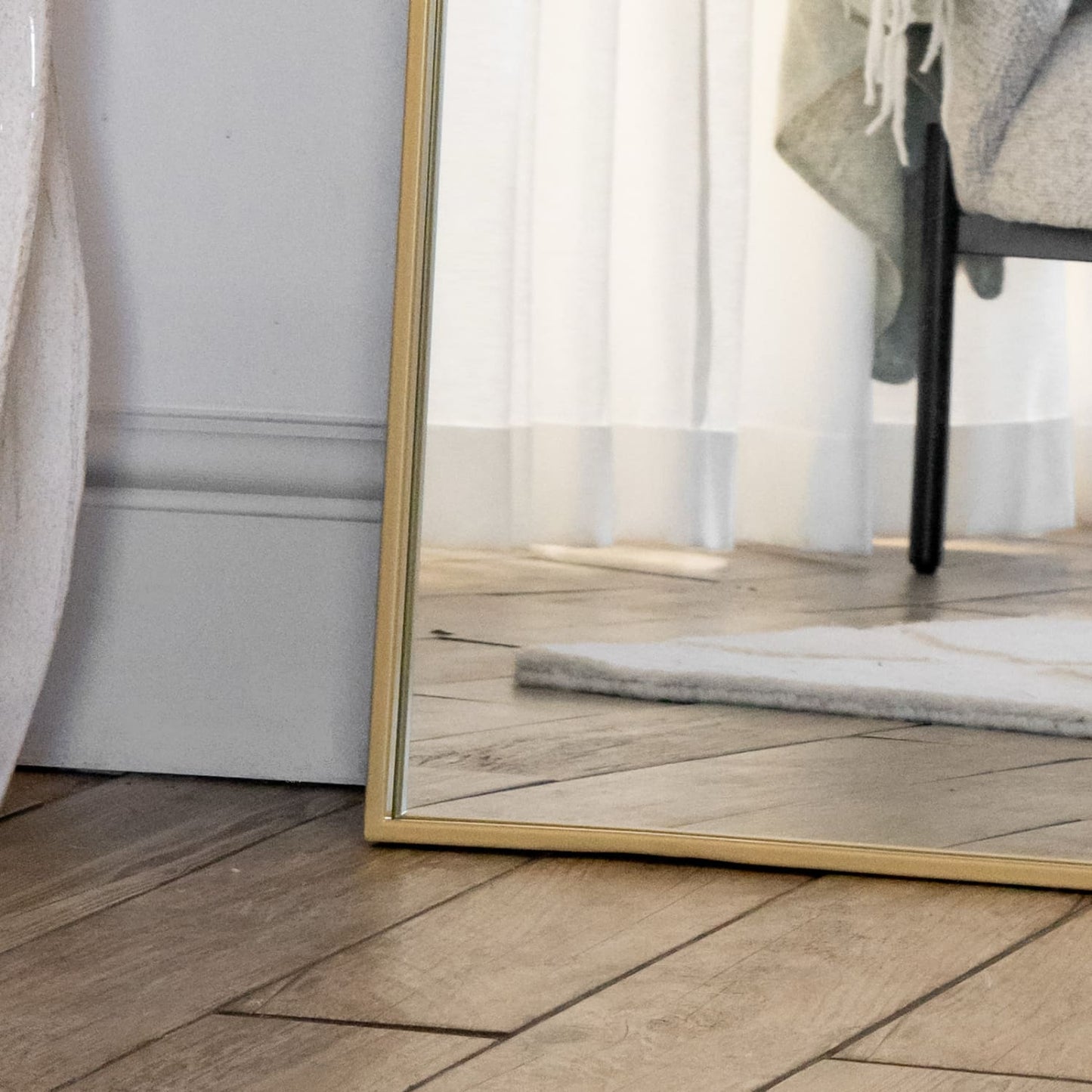 Yoko - Full Length Gold Metal Gentle Arch Mirror - 180cm x 90cm.